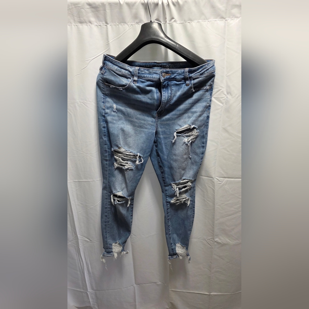 American Eagle Outfitters Ripped Light Blue Boyfriend Jeans
